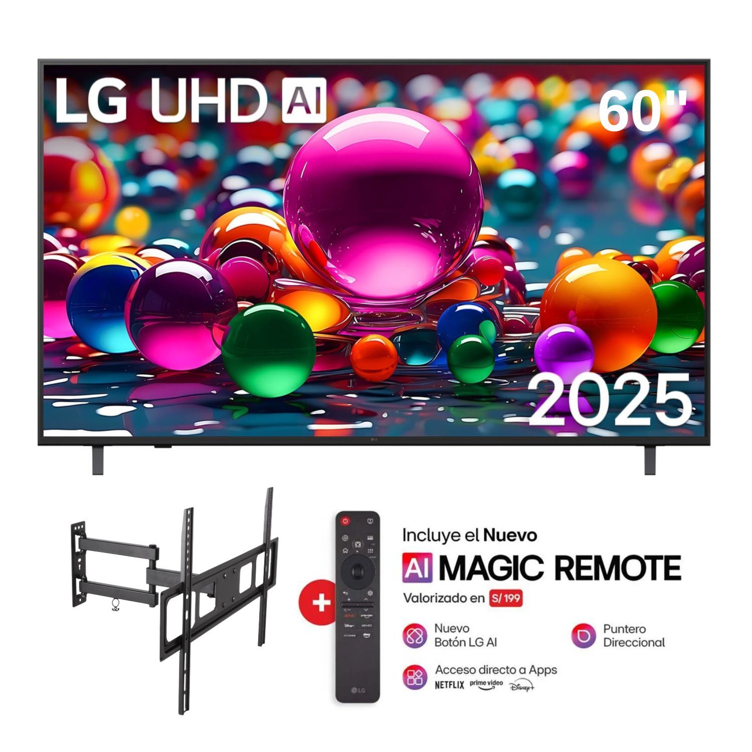 Televisor LG 60 Smart UHD 4K Thinq Ai 60UA8050PSA + Rack Giratorio
